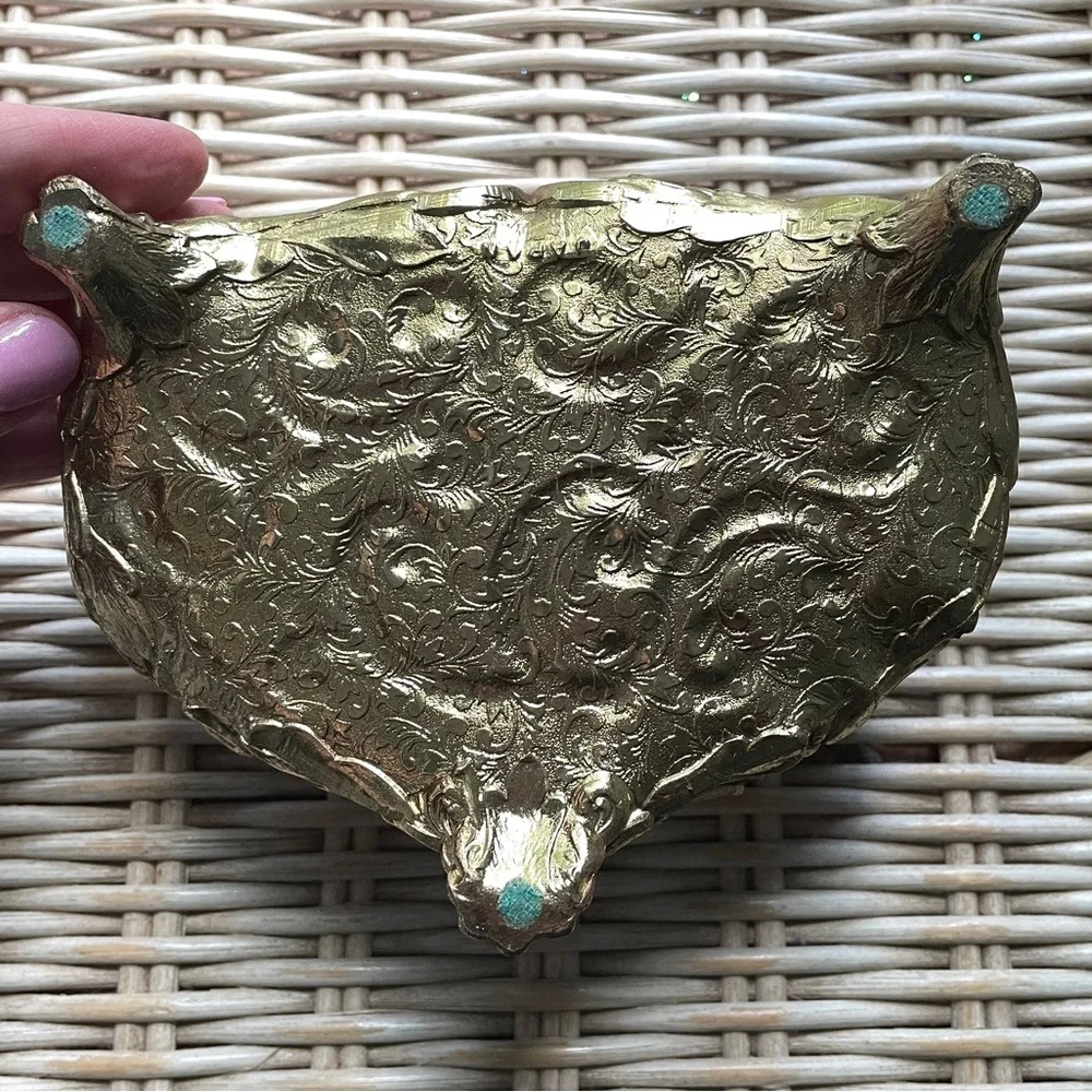 VTG Floral Gold Toned Jewelry/Trinket Box 1